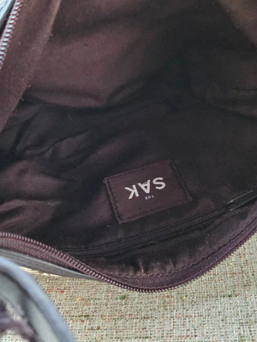 Vintage The SAK Women Handbag Purse Canvas Dark Brown/Tan Shoulder Bag - Picture 11 of 12